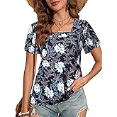 VahRuta Women Tunic Tops 2025 Summer Plus Size Spring Blouse for Women Short Sleeve Square Neck