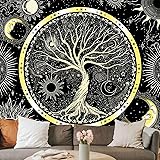 AACKart Tree of Life Tapestry for Bedroom Aesthetic Room Decor-Sun and Moon Tapestry Spiritual Tapestry Tree Tapestries Black