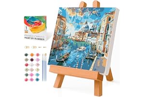 OKARINA Paint by Numbers Kit for Adults Beginner Framed, DIY Paint by Numbers with Frame Brushes Acrylic Paints, Venice Landscape Cityscape Canvas Oil Painting Art Kit for Home Decor Without Easel 10x10 Inch