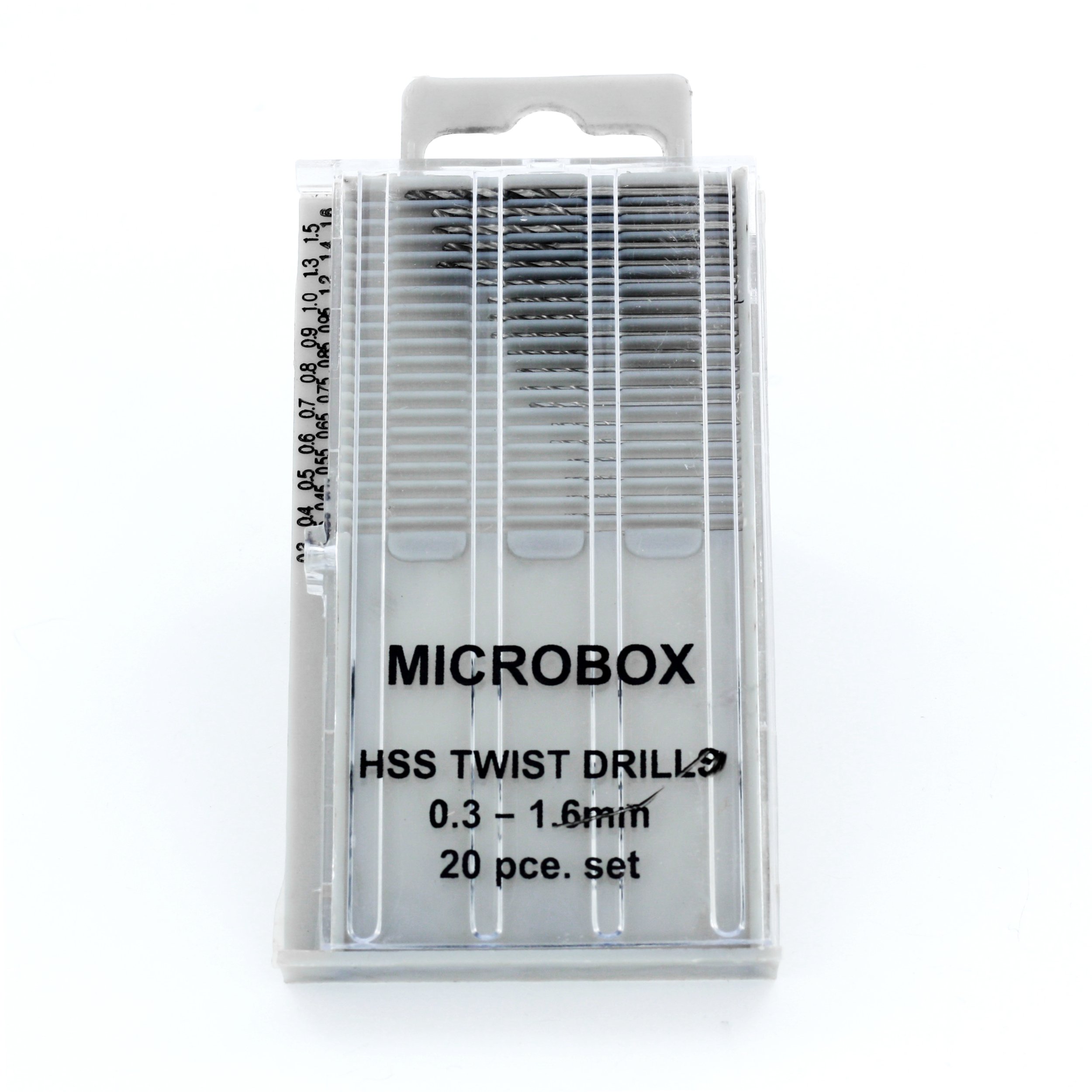 Modelcraft 0.3-1.6 mm Microbox Drill Set, Pack of 20, Silver