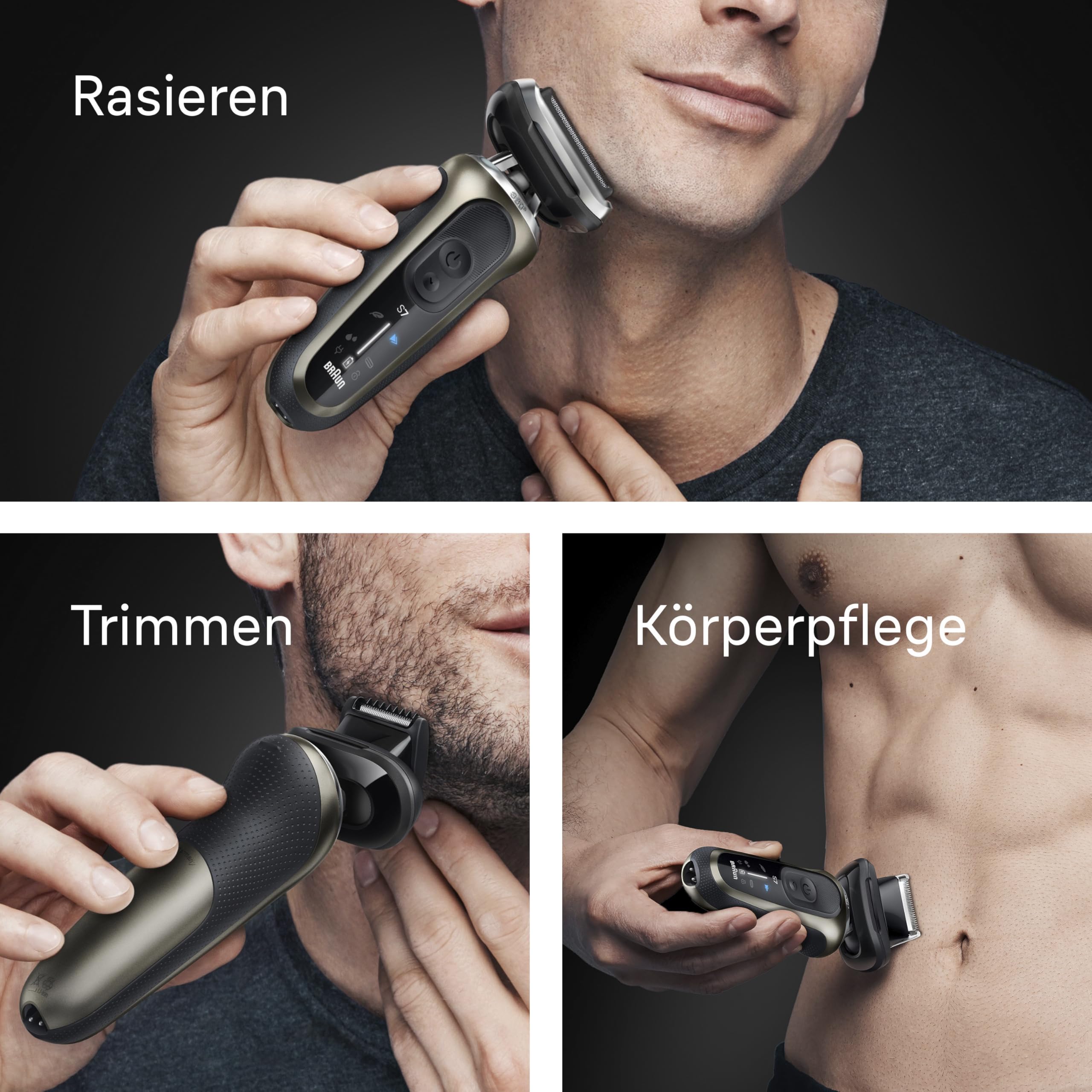 Braun Series 7 Rasierer Herren Elektrisch, Elektrorasierer, 60 Min. Akku, 4in1 SmartCare Center, +2 Aufsätze, Kabelloser Nass- & Trockenrasierer Männer, Wasserdicht, Made in Germany, 72-C7650cc, Gold 6