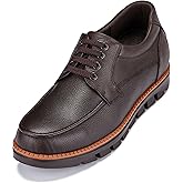 CALTO Men's Invisible Height Increasing Elevator Shoes - Dark Brown Pebble Grain Leather Lace-up Casual Shoes - 3 Inches Taller- G63811 - Size 9 D(M) US