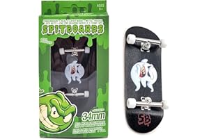 SPITBOARDS® 34mm x 96mm Pro Fingerboard Set-Up (Complete) | Real Wood Deck | Pro Trucks with Lock-Nuts and Pro Bushings | Polyurethane Pro Wheels with Bearings | Ghost 'Charly'