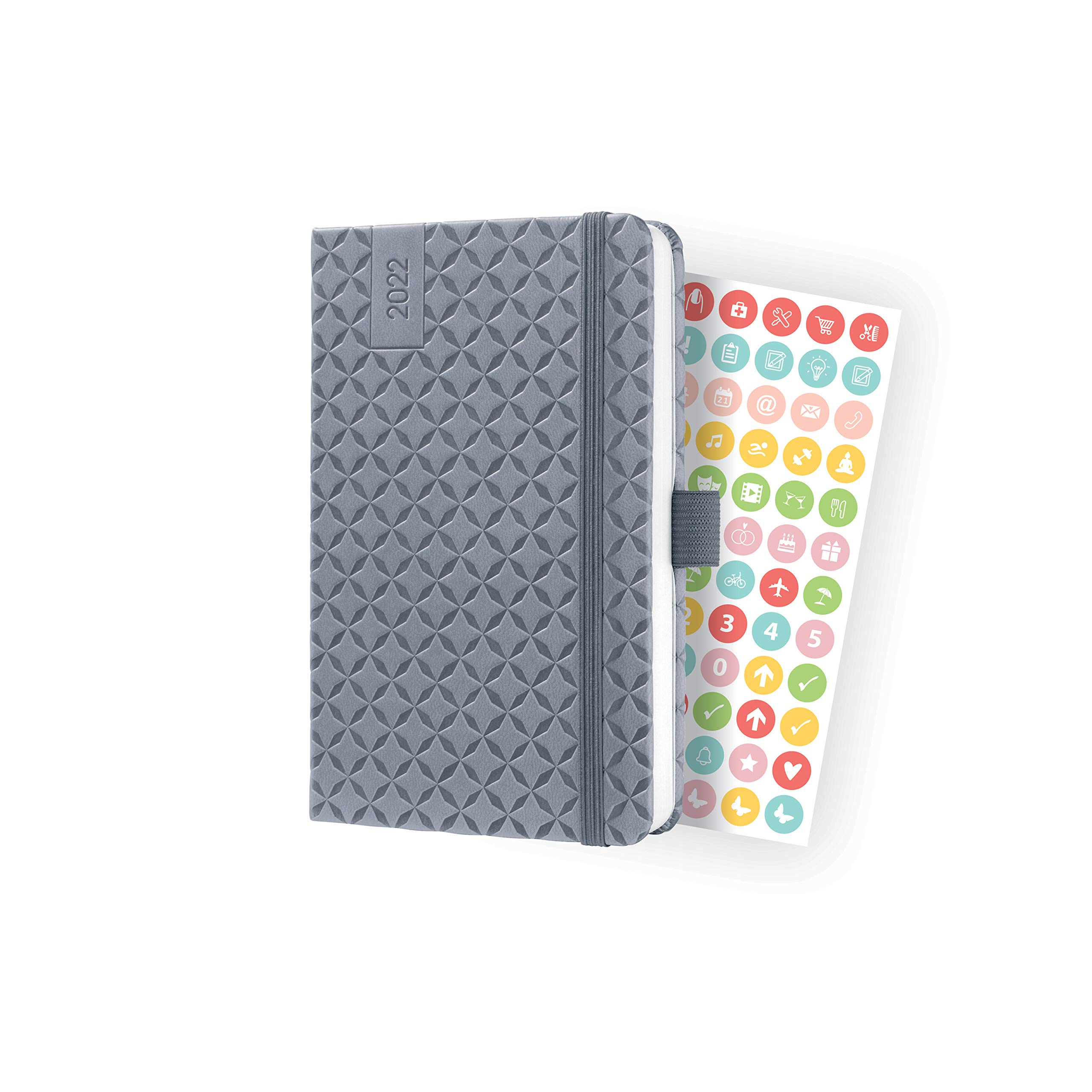 SIGEL J2120 Jolie Weekly diary 2022, 9,5 x 15 cm, hardcover, 174 pages, grey