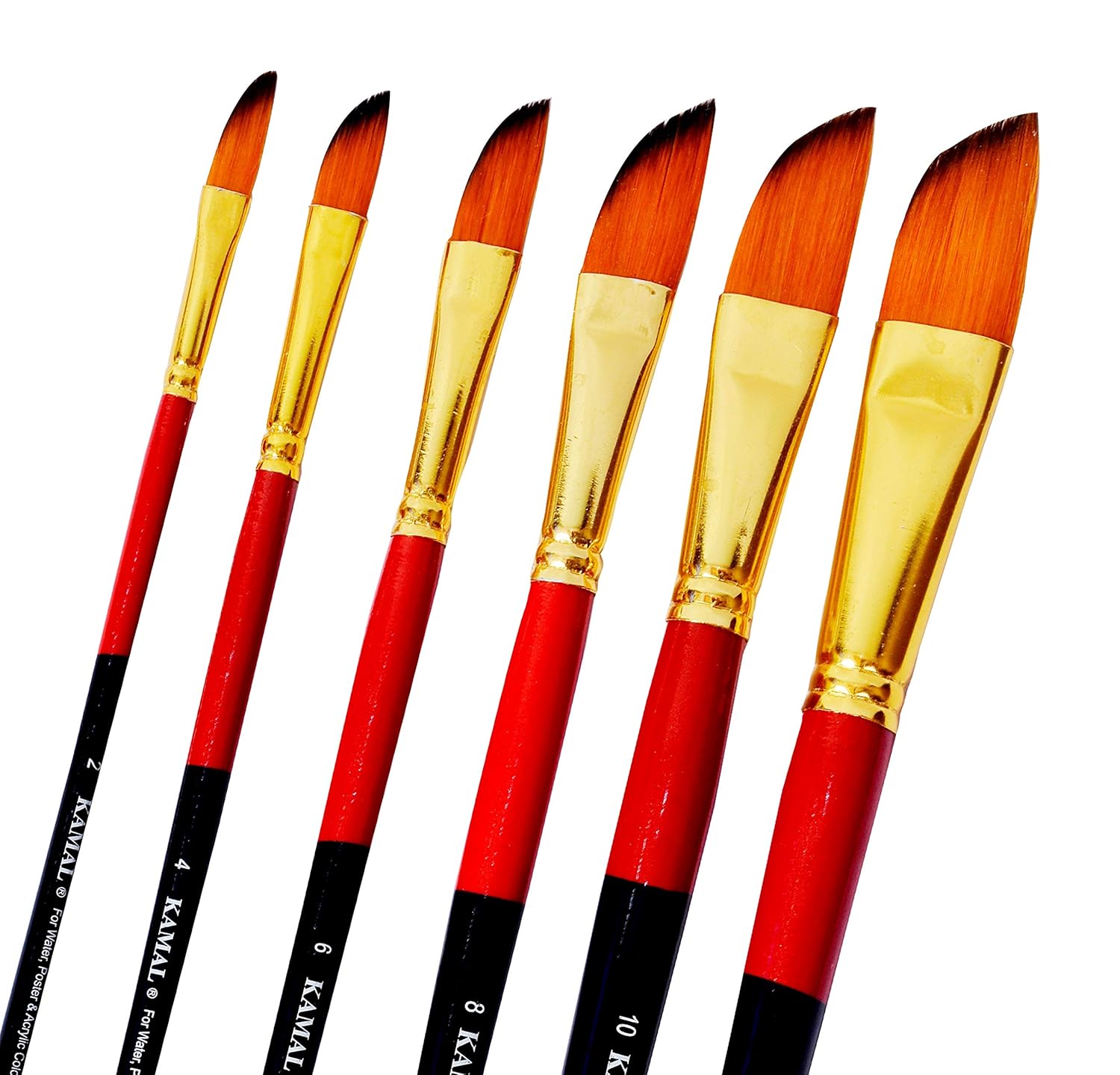 KAMAL® Artist Quality Dagger (Synthetic Hair) taklon Paint Brush Set, for Oil, Nail, Artist
