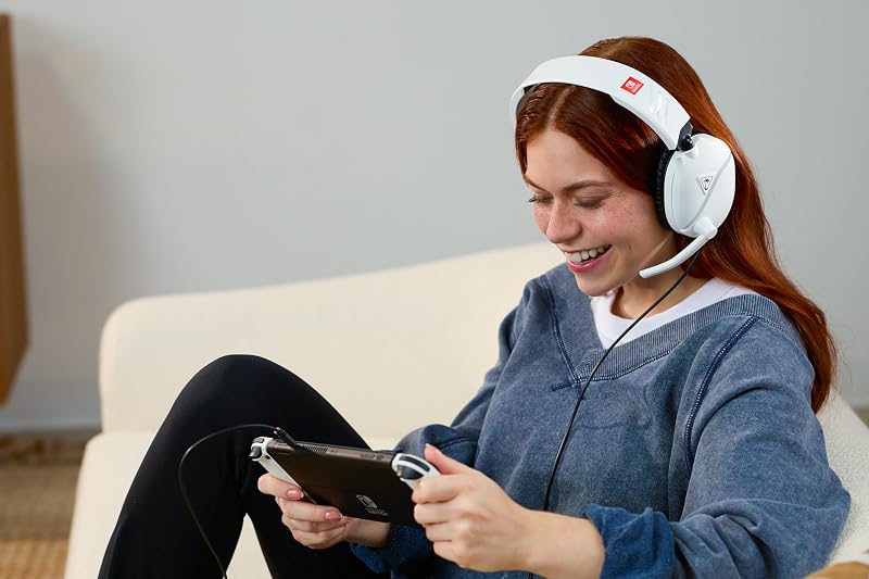 Recon 70 Blanc Nintendo Casque Gaming Filaire Licence Officielle pour Nintendo Switch 2 avec Microphone à Bascule, Ajustable, Design léger, Commandes sur Le Casque