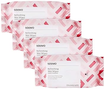Amazon Brand - Solimo Refreshing Wet Wipes, Cherry - 30 Wipes (Pack of 4)