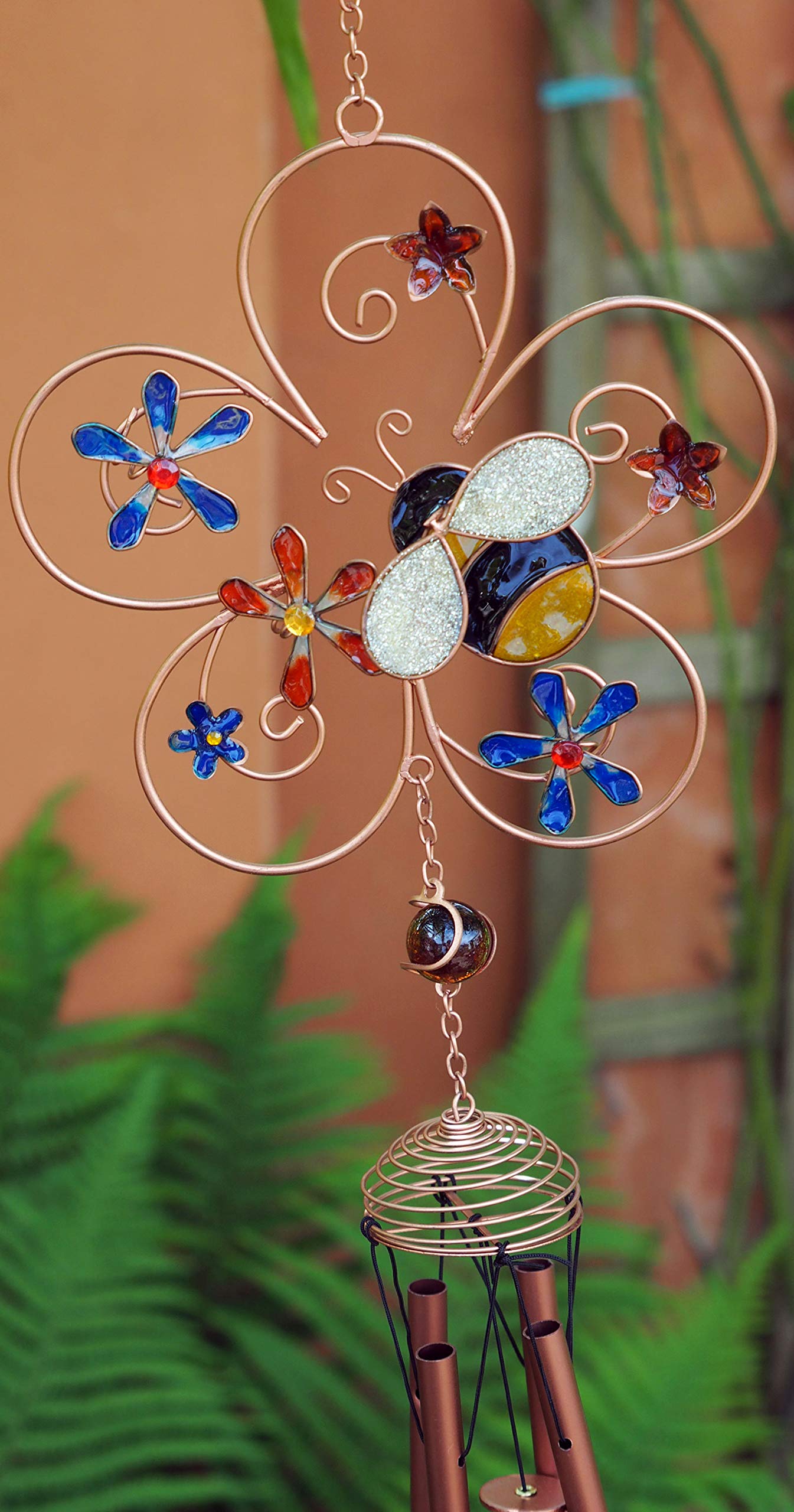 Bumble Bee Flower Sun Catcher Wind Chime - Hanging Home Garden Decoration