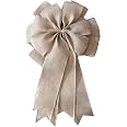 Amazon.com: 1 Pcs Large Burlap Bow 14.9 x 9 inches, Farmhouse Burlap ...