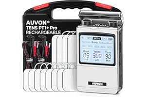 AUVON Rechargeable TENS Machine EMS Muscle Stimulator, Digital TENS Unit with 8 Customizable Modes, Electronic Massager for S