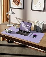 YSAGi Leather Desk Mat Large 80x40 cm Non-Slip Waterproof Purple view 5