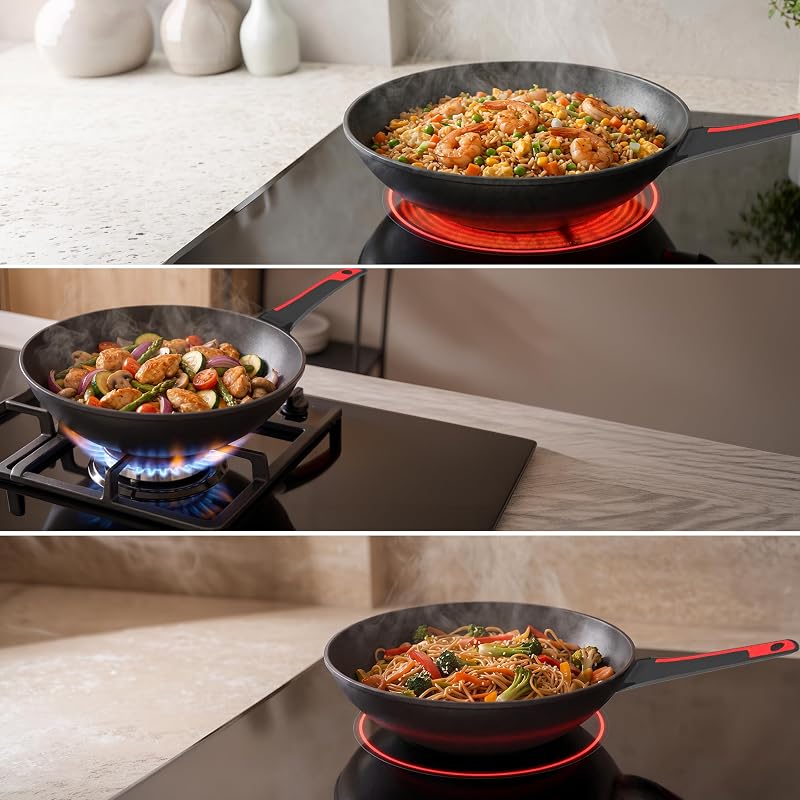 Poêle Wok 28 cm Revêtement Antiadhésif, Collection Gourmet+