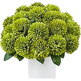 SITUMEIZI 12 Pcs Green Artificial Chrysanthemums Flowers Ball Flower Fake Mums Silk for St Patricks Day Wedding Home Kitchen Decoration Floral Arrangement Table Centerpiece
