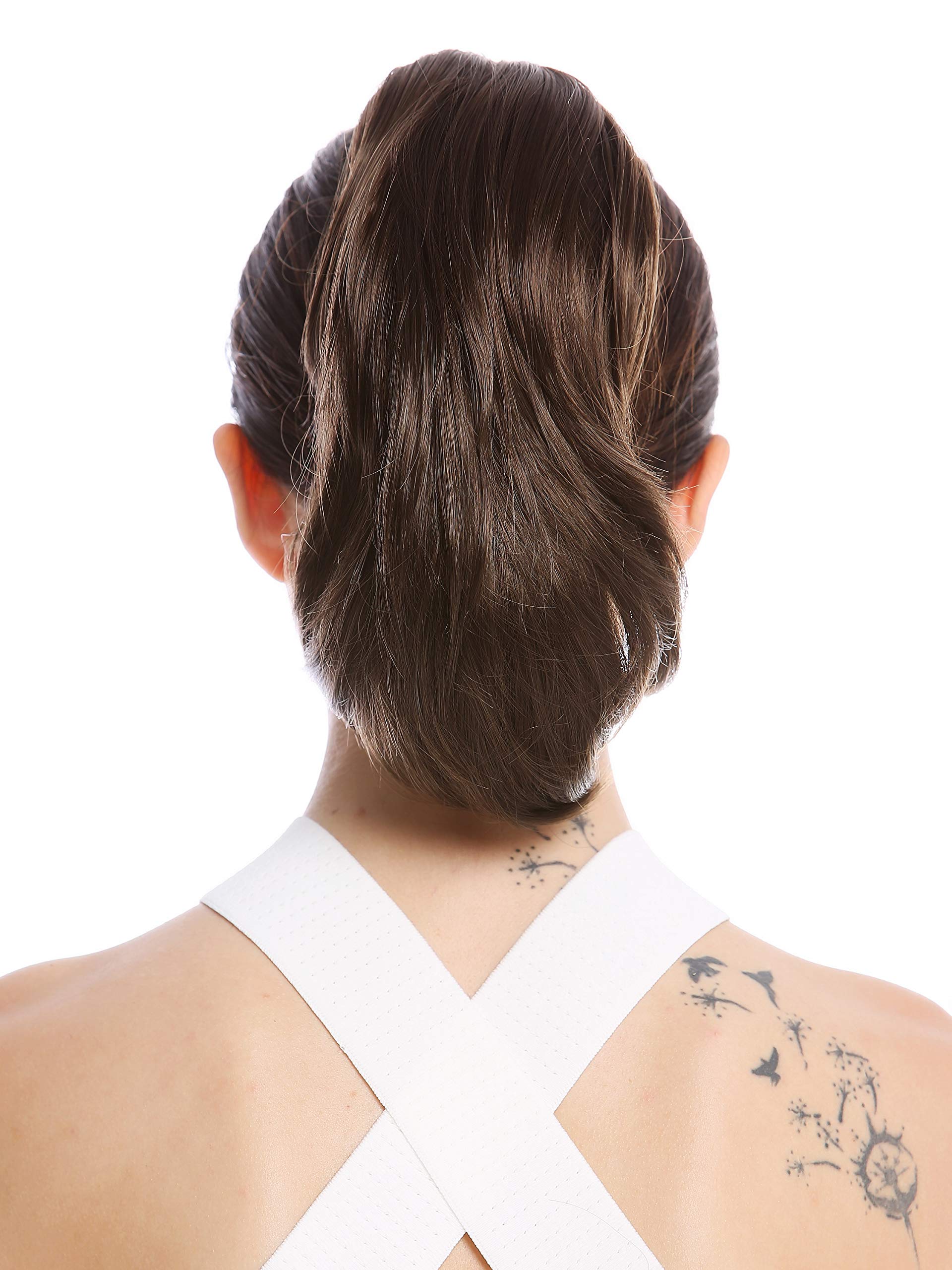 WIG ME UP - MKB-29-V-8 Ponytail Hairpiece Extensions optional Combs & Clamp short straight slighty wavy voluminous medium brown 12inch