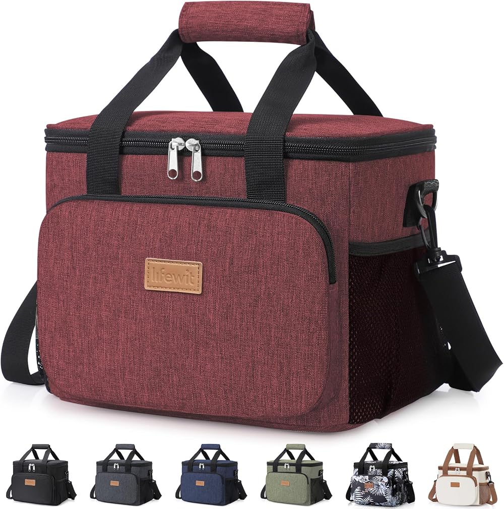 Lifewit Lunch Bag 9L Insulated Cooler 12 Cans Burgundy