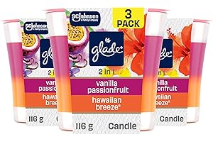Glade Scented Candle, Vanilla Passionfruit & Hawaiian Breeze, 1-Wick Candle, Air Freshener Infused with Essential Oils for Ho
