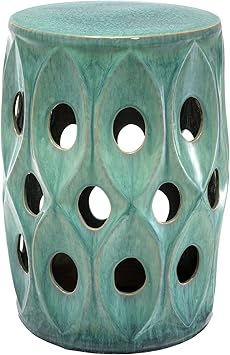 Turquoise Ceramic Drum End Table Eichholtz Hugo Round Side Table For Indoor Outdoor Accents Luxury Living Room Furniture Amazon Ca Home Kitchen