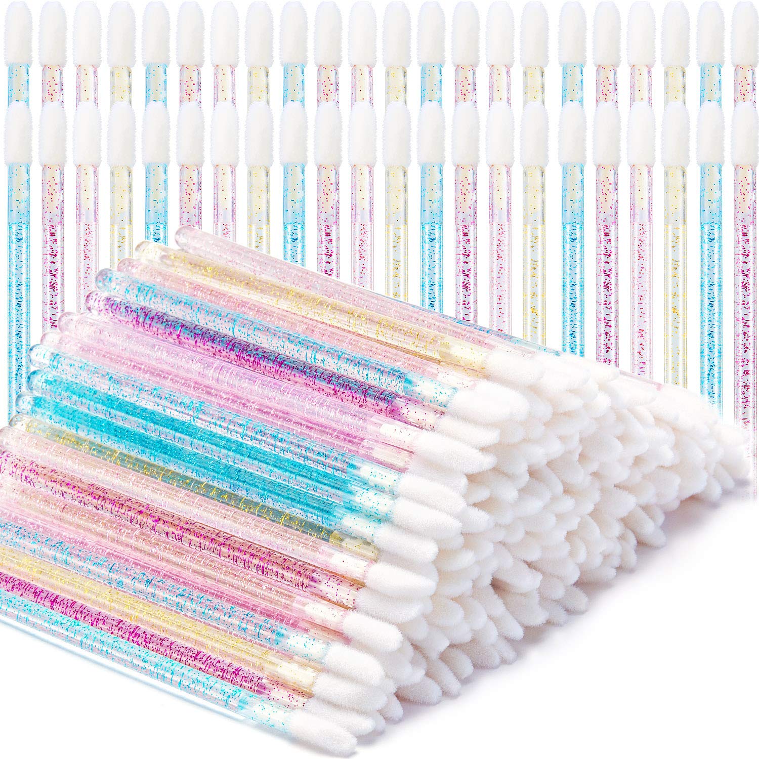 200 Pieces Disposable Lip Brushes Glitter Crystal Lip Brush Lip Gloss Applicators Lipstick Gloss Wands Makeup Brushes Tool Kits: Beauty