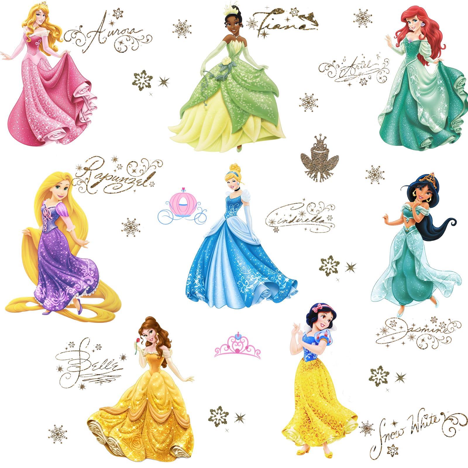 Beautiful Cartoon Princess Wall Stickers - Removable Decals for Girls' Nursery & Bedroom Decoration