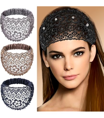 4 Pack Lace Elastic Headbands Women Girls Teens Floral Hairbands for Fashion Amazon.com : FZBNSRKO 4 Pcs lace headbands for women,Wide  main image 4