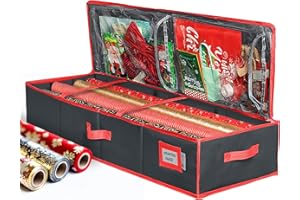 HOLDN’ STORAGE Premium Wrapping Paper Storage Container - Durable 600D Tear-Proof, Fits 27 Rolls Gift Wrap, Extra Pockets for