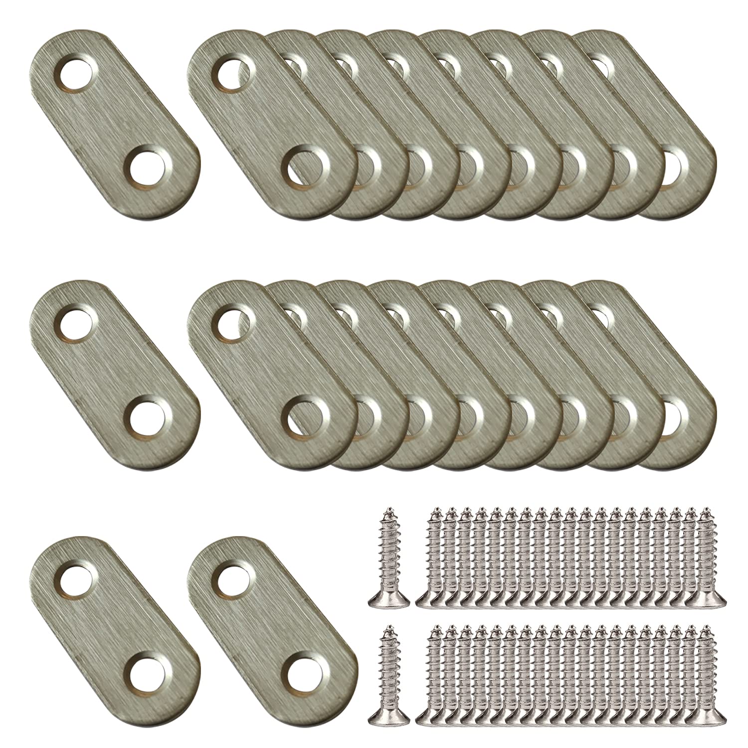 20 Pieces Flat Brace Plates 37 by 16 mm Stainless Steel Joining Plates Connector Repair Bracket with Fixing Screws.