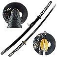 MAKOTO Handmade Sharp Katana Japanese Samurai Sword, Black, Choose Your Tsuba