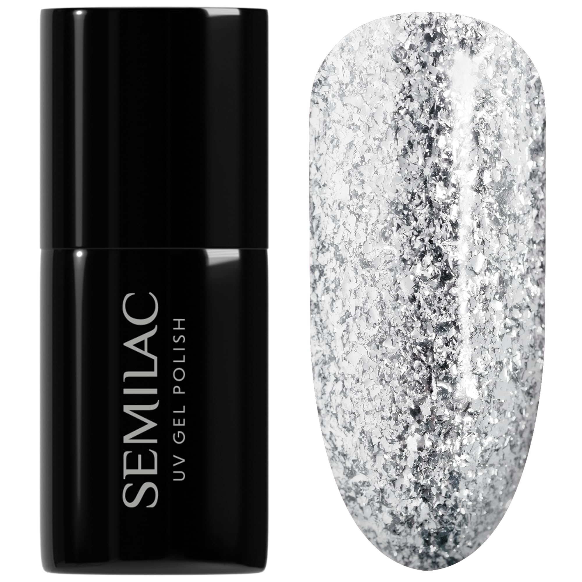 SEMILAC Gel Nail Polish292 Silver Shimmer - Full Coverage Gel Polish - Soak Off Easy To Use LED/UV Nail Lamp - Long Lasting Manicure and Pedicure up to 3 weeks