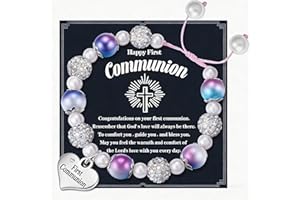 First Communion Gifts for Girls,Adjustable Purple Decorations Christian Confirmation Baptism Cross 1st Communion Gift for Dau