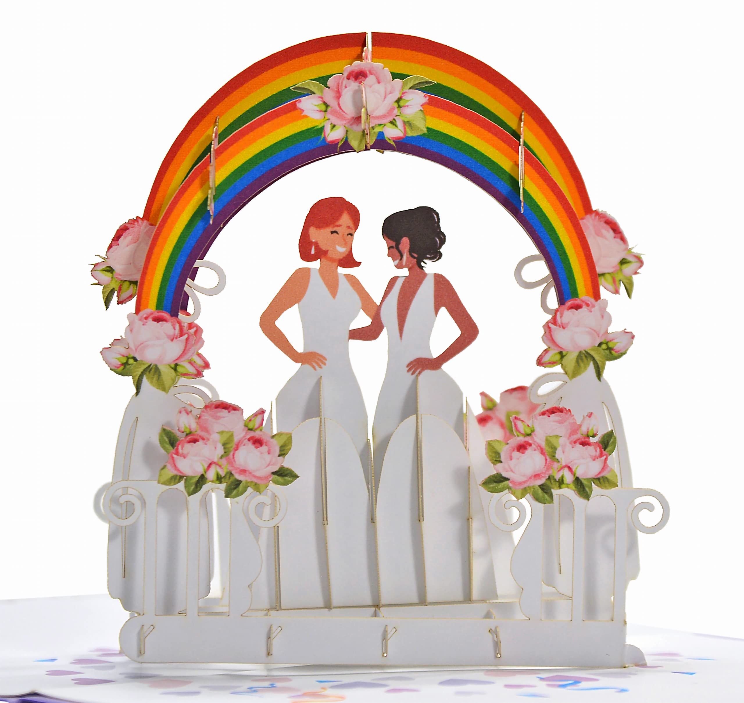 CUTPOPUP Lesbian Wedding LGBT Couple Pop Up Card LGBT Wedding Card, Anniversary Card Pop Up, LGBT Couple Wedding Pop Up Card, LGBT Birthday Card 3D UK