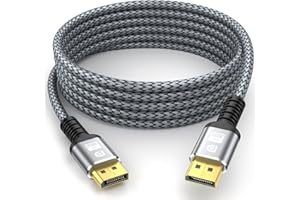 looyotul 8K DisplayPort Cable,DP 1.4 Cable 30ft(8K@60Hz,4K@144Hz,2K@240Hz) Support 32.4Gbps,Gold Plated Connector,High Refresh Rate for Gaming Monitor,HDR,FreeSync G-Sync,Graphics Card,PC