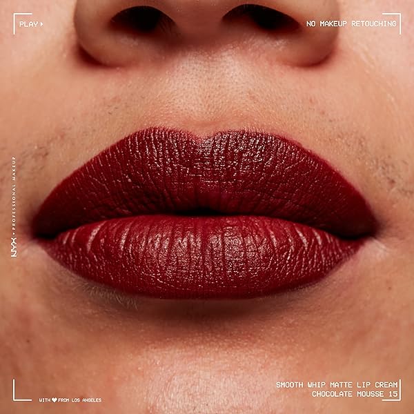 NYX PROFESSIONAL MAKEUP SMOOTH WHIP MATTE LIP CREAM, LONG LASTING, MOISTURIZING, VEGAN LIQUID LIPSTICK – CHOCOLATE MOUSSE (DEEP RED BROWN)