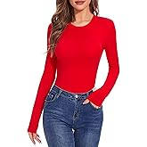 Urvicor Womens Long Sleeve Crewneck Slim fit T Shirts Sexy Cute Dressy Casual Fall Basic Tops Tee Tshirt Blouse for 2025