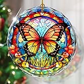 Stained Glass Butterfly Ornament - Christmas Tree Decor, Gift Exchange Present