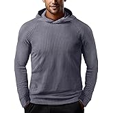 Zengjo Workout Hoodies for Men Lightweight Athletic Running Performance Pullover Hooded T-Shirts Long Sleeve Thermal