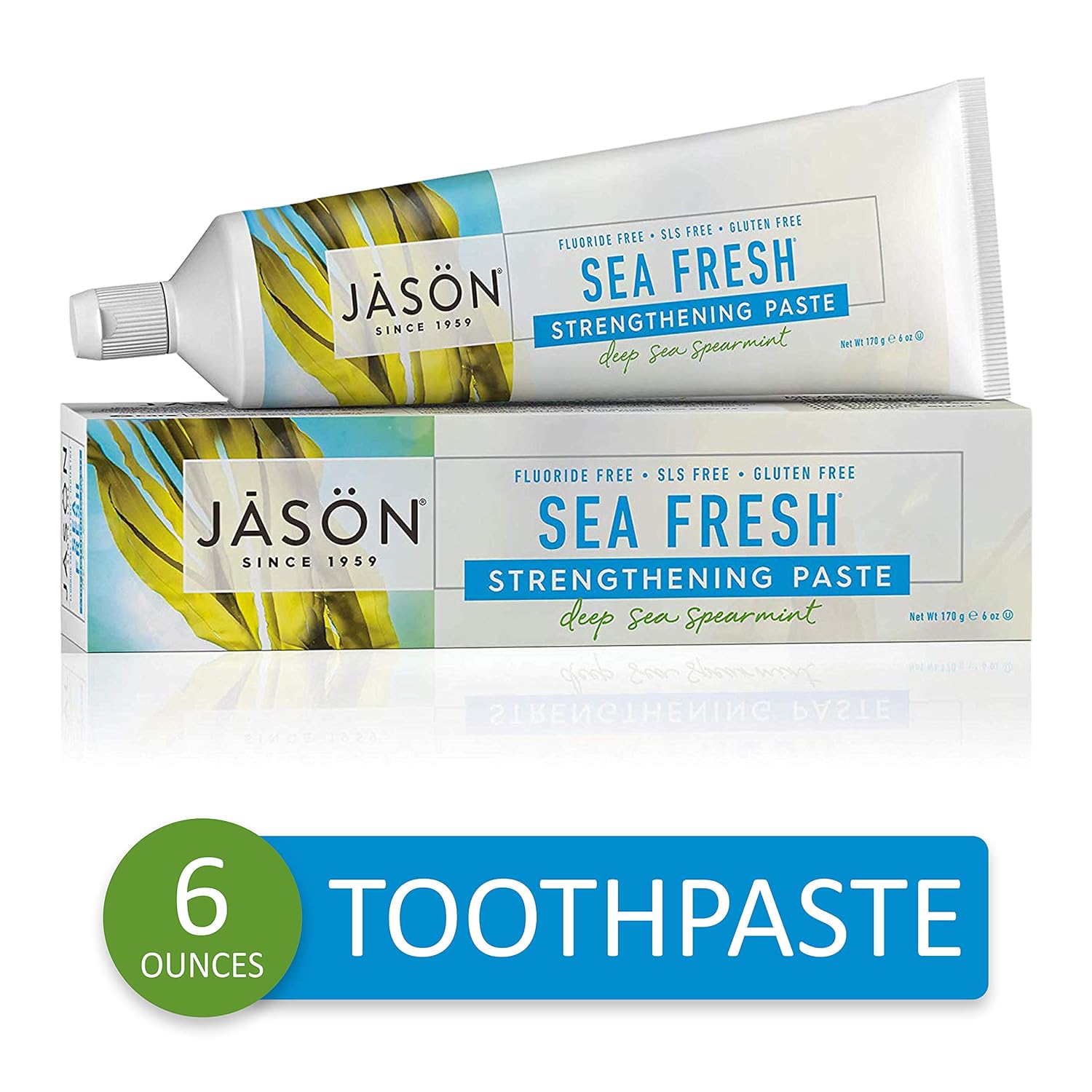 JASON Powersmile Whitening Fluoride-Free Toothpaste, Powerful Peppermint, 6 Ounce Tube : Beauty