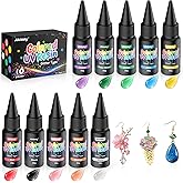 Akisey UV Resin Kit - 10 Colors Colored UV Resin | Hard Glitter Type | Odorless | Low Shrinkage, Vivid Clear Color Resina UV for Jewelry Making, Casting and Coating, Crafts and Decoration