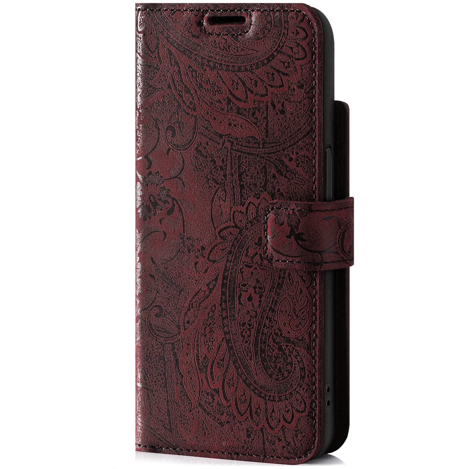 Surazo Leather Wallet Mobile Phone Case Compatible with Apple iPhone 14 Plus - Flip & Fold Smartphone Case with Stand RFID Blocker Magnet Closure, 3 Slots for Bank Cards - Handcrafted European Leather — image 1