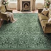 LIVEBOX 8x10 Green Area Rugs for Living Room, Vintage Floral Non-Slip Washable Rugs, Farmhouse Botanical Birds Nature Pattern Area Rug for Bedroom, Carpet for Dining Room Decor(Green,8'x10')