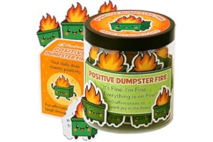 HUSHVIEUS 60 Positive Dumpster Fire Cards Jar, Emotional Dumpster Fire Desk Accessories, Affirmation Cards for Women, Teens Girl, Coworker, Dumpster Fire Zen Garden, Womens Birthday Gifts Unique
