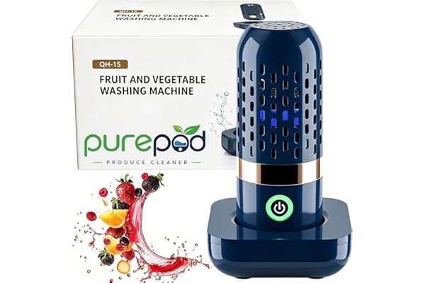 Produce Cleaner & Vegetable Cleaner with Oh-Ion Technology, Wireless Rechargeable Food Washer for Fruits, Veggies, Meat, Rice & Utensils, Ipx7 Waterproof, 10-Min Automatic Cleaning for Kitchen (Blue)