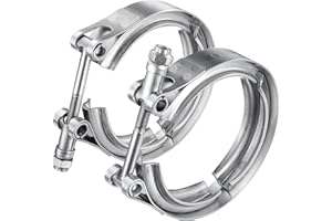 WYSIWYKA 5 Inch V Band Clamp 304 Stainless Steel, for Turbo Exhaust Downpipe, Racing Ford Pickup Truck Exchange Exhaust Systems(2 Pack)