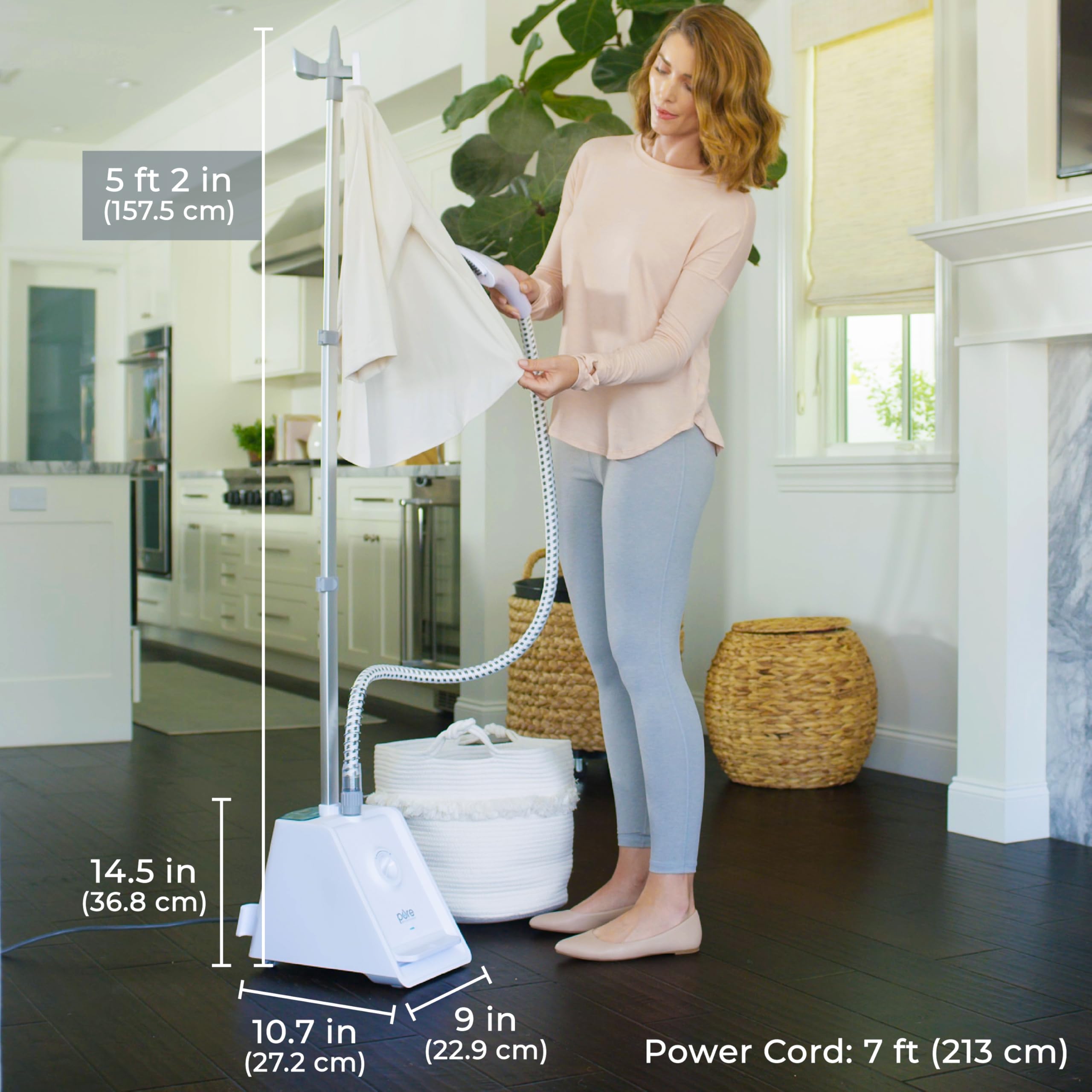 Pure Enrichment PureSteam Pro Upright Clothes Steamer - Professional Standing Garment Steamer & Foot Pedal - Half Gallon Tank with 1 Hr of Steam at 4 Heat Levels that Heats in 45 Seconds