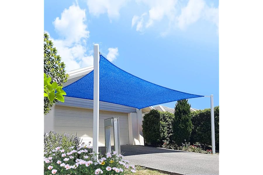 HOMA 20' x 20' Blue Rectangle Sun Shade Sail Canopy, 95% UV Blockage Awning Shelter Fabric Cloth Screen for Patio Outdoor Backyard - Heavy Duty Commercial Grade (Custom Size - Made in USA)