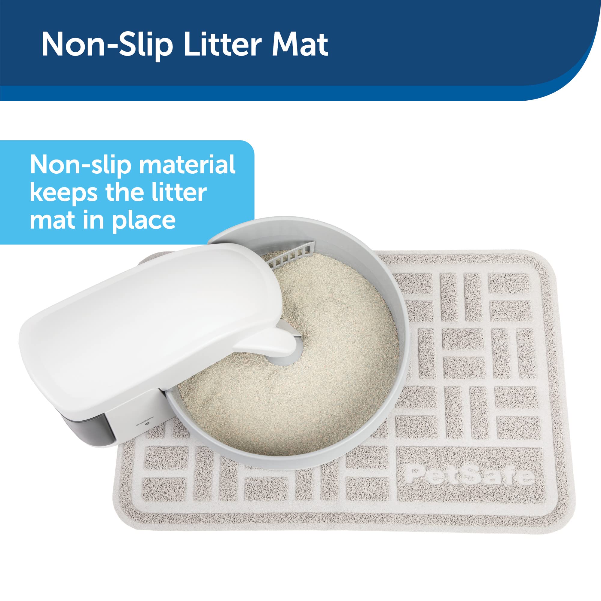 PetSafe Anti-Tracking Litter Mat - Traps Crystal and Clay Clumping Cat Litter - Durable Mesh Material - Easy to Clean Mat - Compatible with All Cat Litter Boxes - Medium Size