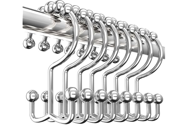 Utopia Bedding Shower Curtain Hooks Rings 12 Pack, Rust Resistant Double Roller Glide Shower Hooks for Bathroom, Shower Rods