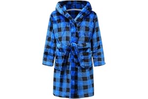 CJMJXPH Kids Toddler Boys Girls Fleece Robe Soft Hooded Bathrobe Pajamas Sleepwear 2-16 Years