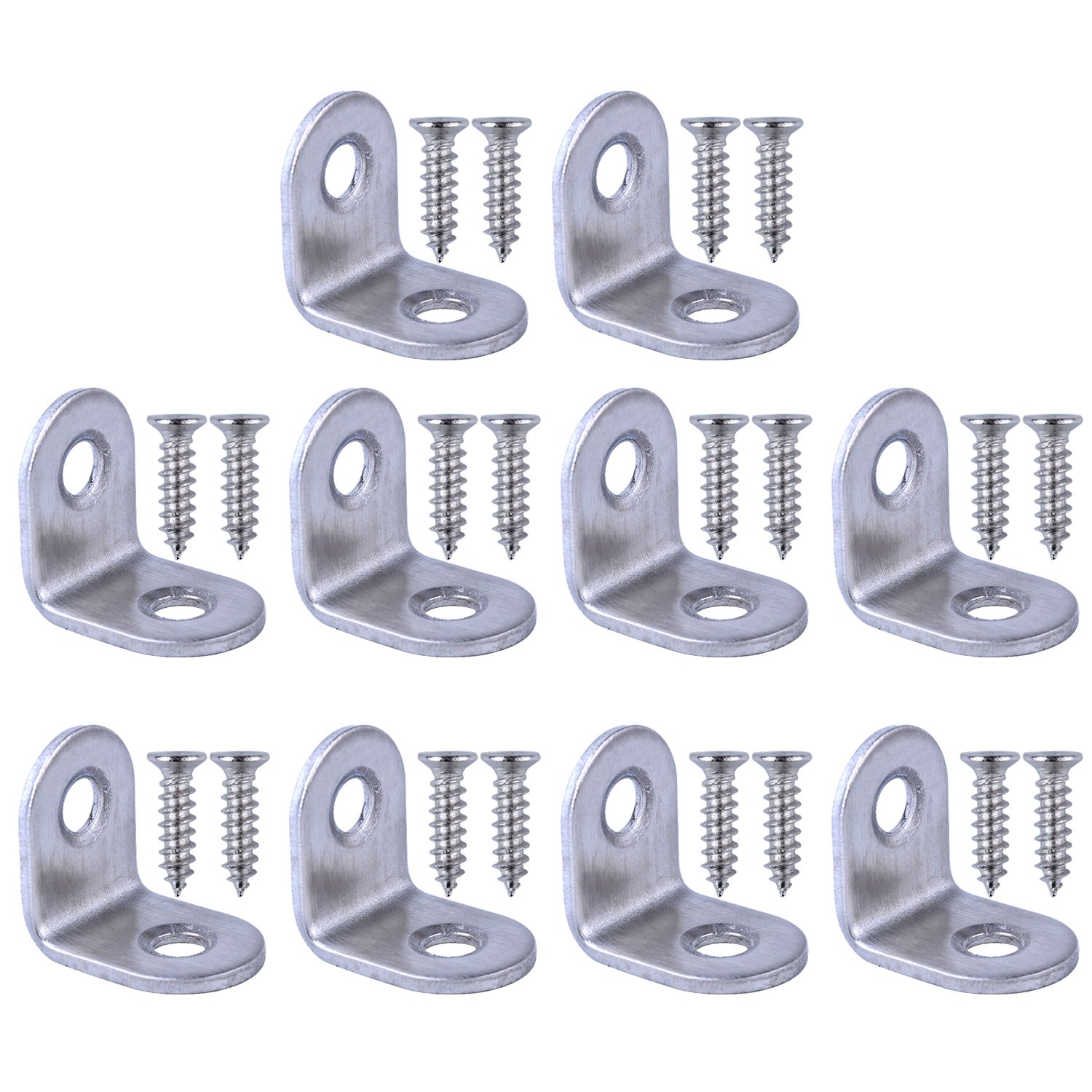 Bronagrand 10pcs 90 Degree Right Angle Brackets Fastener Stainless