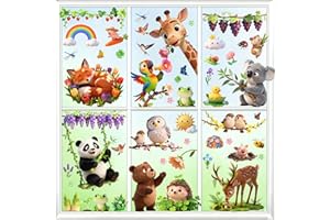 38 Animal Window Stickers, Cute, Monkey, Bird Window Stickers, Perfect for Parties, Decorating Rooms, Living Rooms, Kitchens,