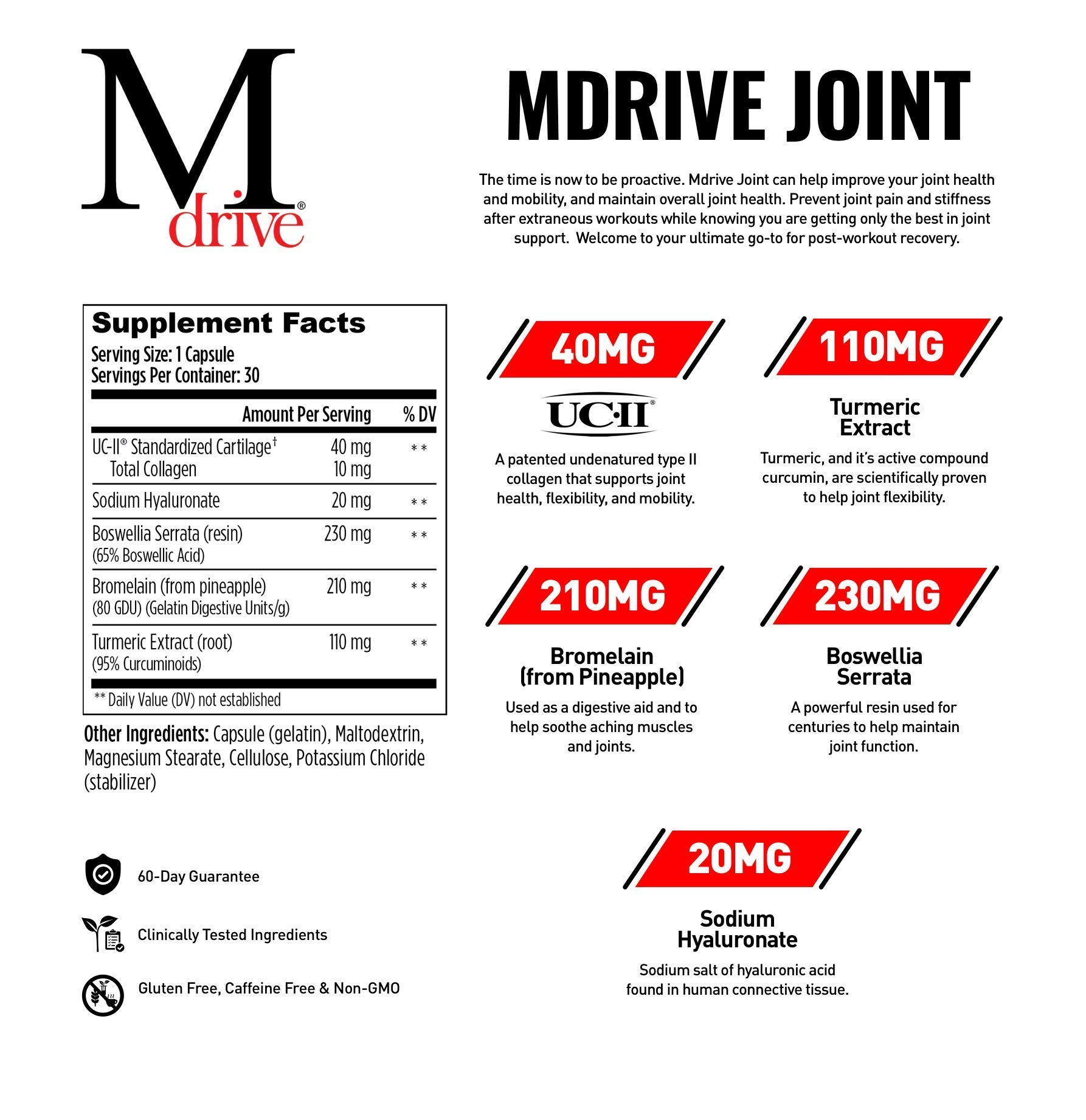 Mdrive Boost & Burn for Men 60 Capsules Joint 30 Capsules - Natural Energy, Strength, Stress Relief, Lean Muscle, Support Joint Health, Discomfort and Mobility